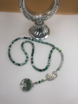 100 bead Personalised Green Agate stone tasbih